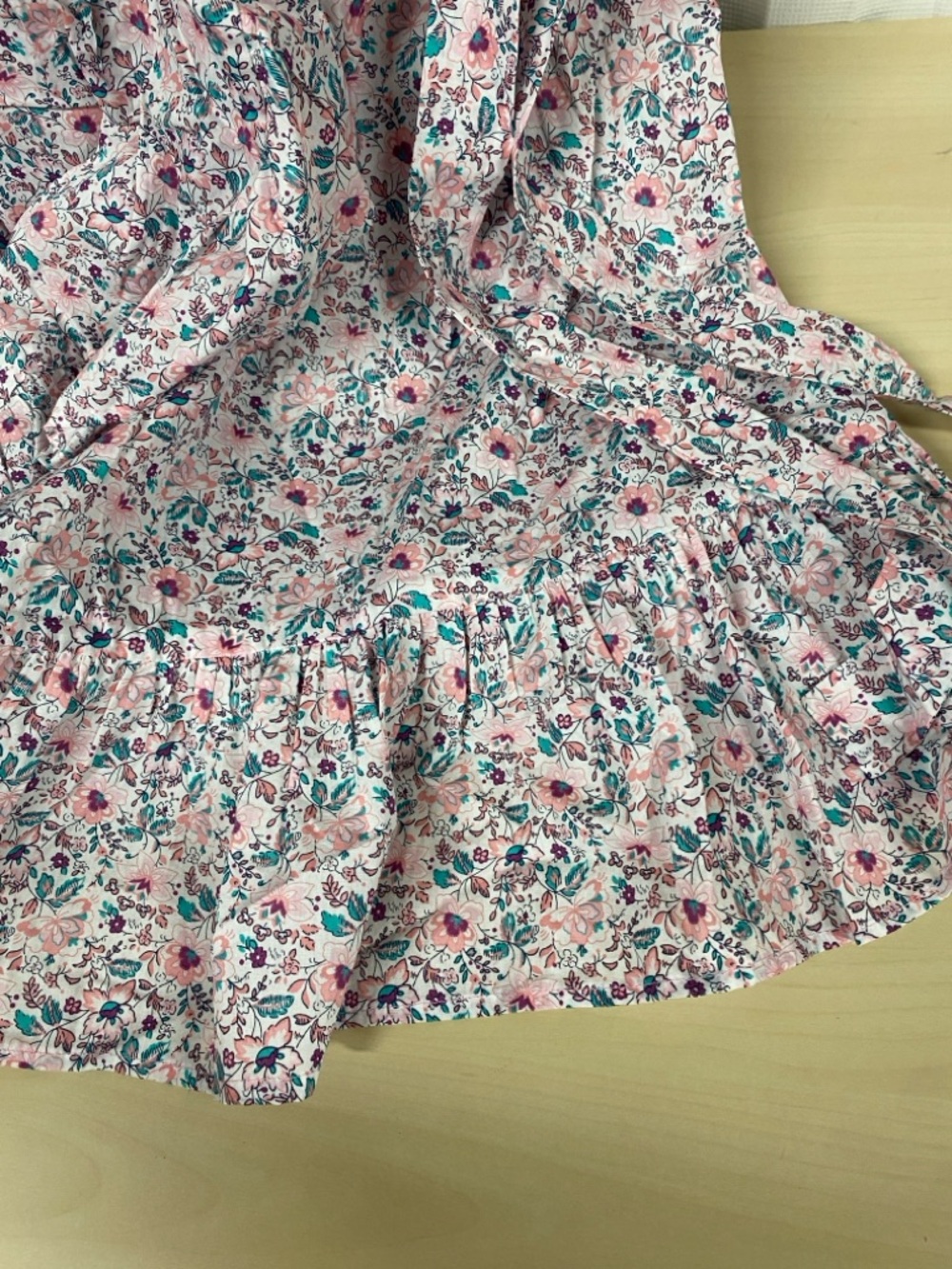 Floral Cross stitch Wrap Maxi Dress with Puff Sleeves - Picture 7 of 8